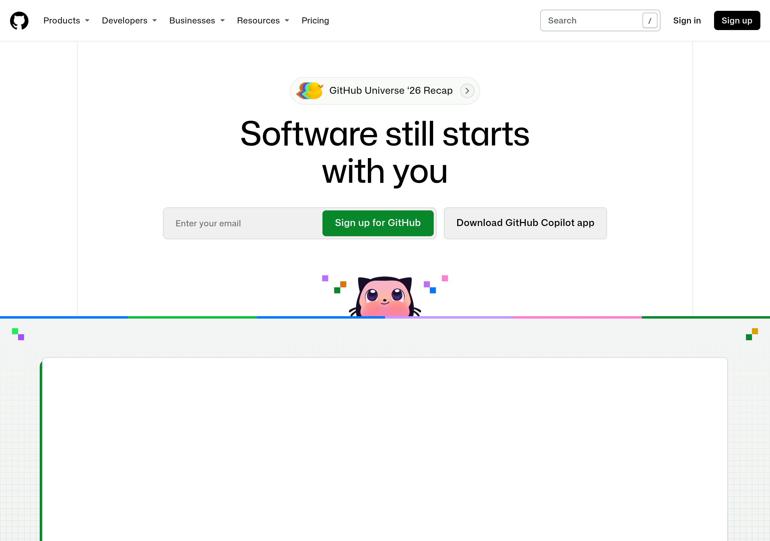 Página principal pública de GitHub