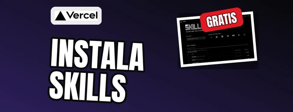 Ilustración editorial: skills.sh: el directorio de Vercel para instalar skills en Claude, Gemini y 30 agentes más