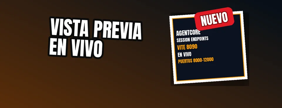 Ilustración editorial: AWS presenta Session endpoints en Amazon Bedrock AgentCore para visualizar aplicaciones web mientras los agentes de IA las desarrollan