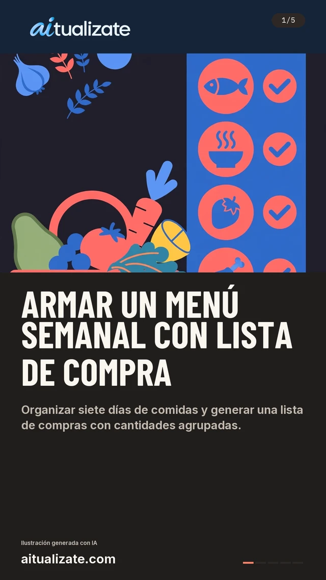 Primera tarjeta: Armar un menú semanal con lista de compra