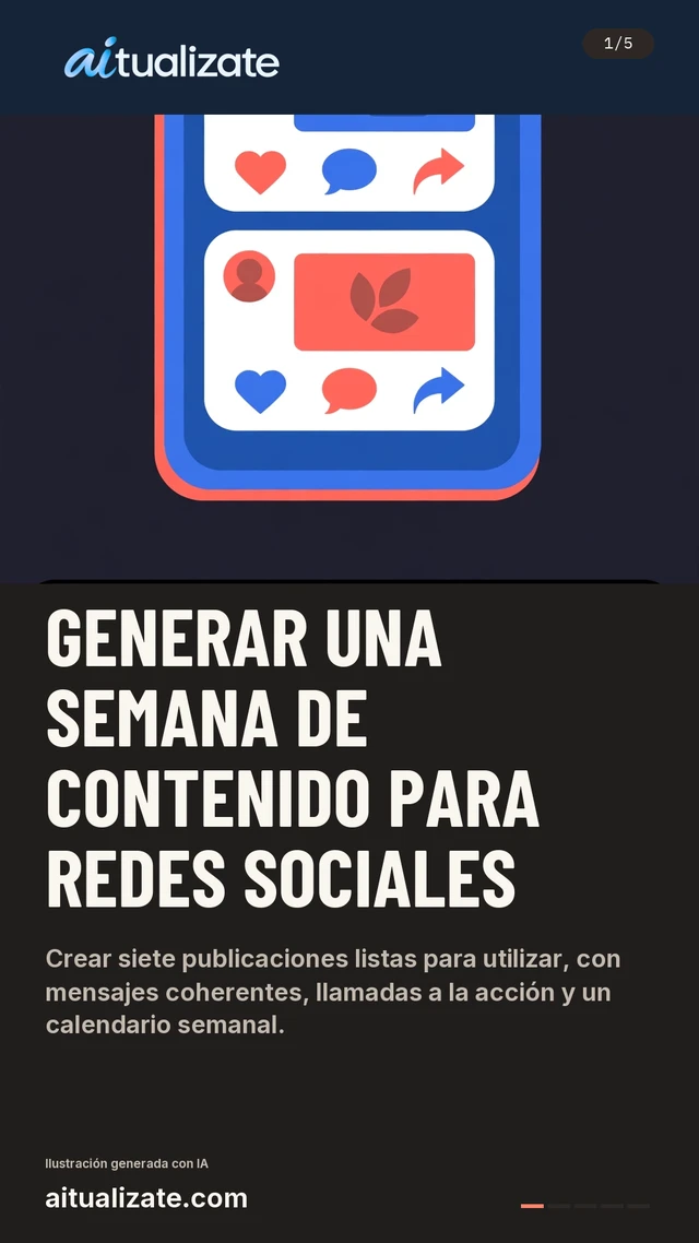 Primera tarjeta: Generar una semana de contenido para redes sociales